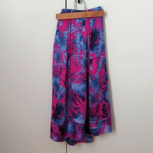 Banana Republic - Blue/Pink Floral Pattern Midi Skirt